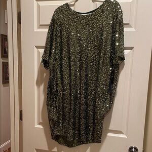 Sparkling Sequin Dress in green.  One size.  Fits up to XL